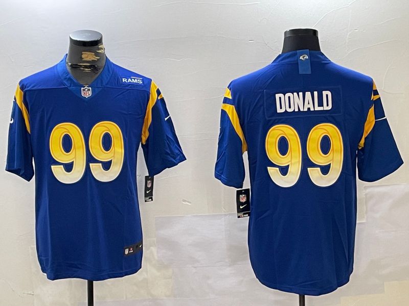Men Los Angeles Rams 99 Donald Blue 2024 Nike Vapor Limited NFL Jersey style 1